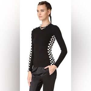 alexander wang checkered sleeve slit sweater